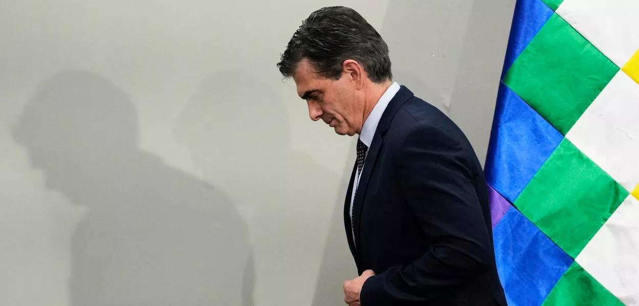 Bolivian President Rodrigo Paz leaves after a press conference at the presidential palace in La Paz, Bolivia, on November 20, 2025. (Photo: Juan Karita/AP)