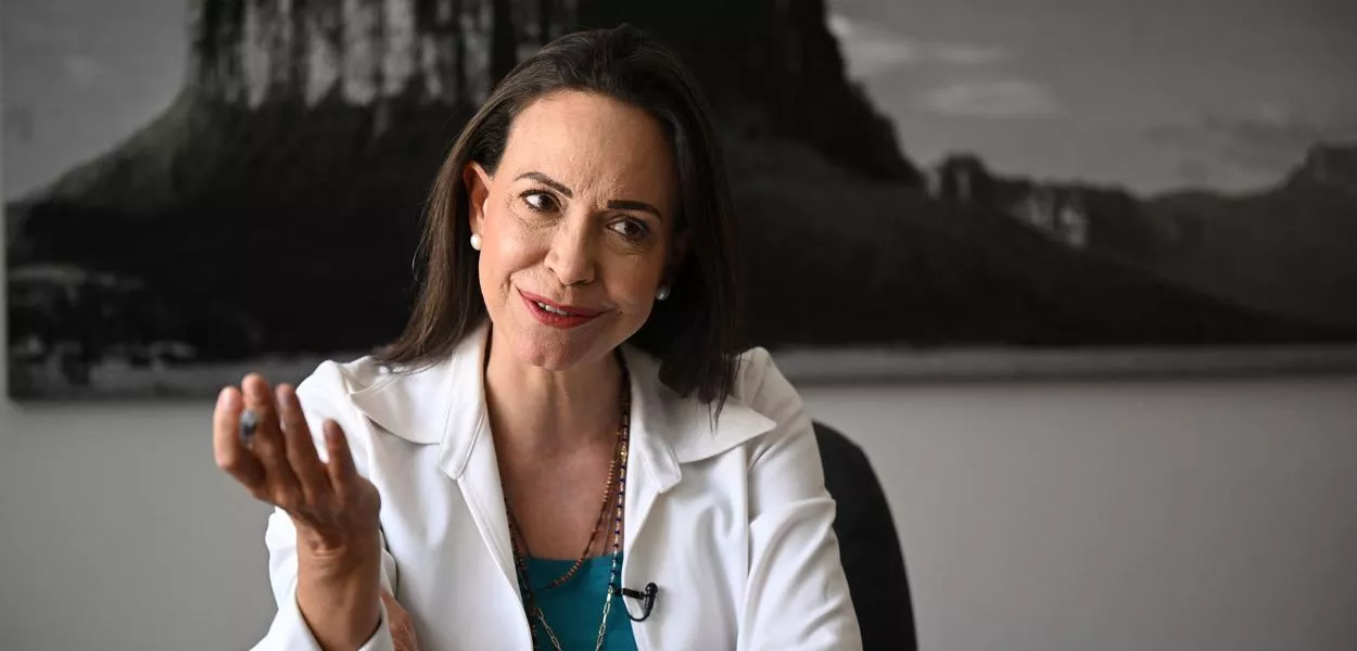 Maria Corina Machado, photographed here during an interview in Caracas on July 25, 2024, is this year's Novel Peach Prize laureate. (Photo: Federico Parra/AFP )