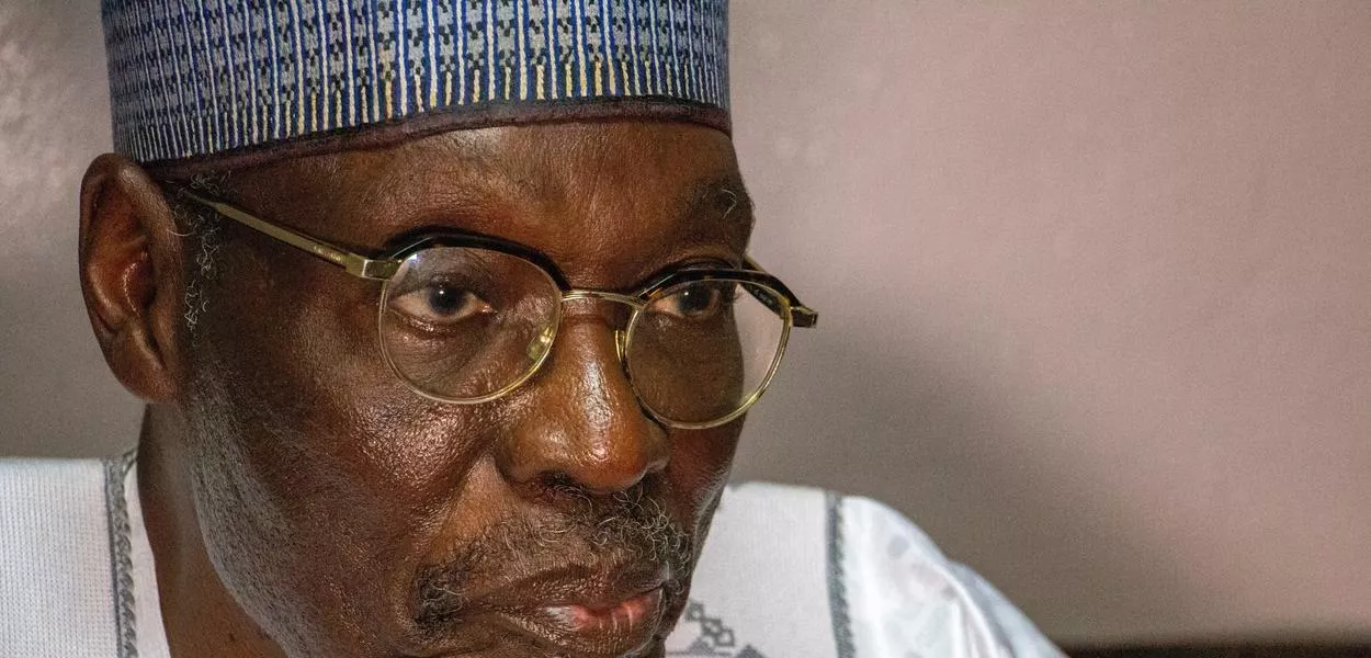 Opposition leader and presidential candidate Issa Tchiroma, speaks to the press in Maroua. He has now fled to Gambia. (Photo: AP Photo/Welba Yamo Pascal)