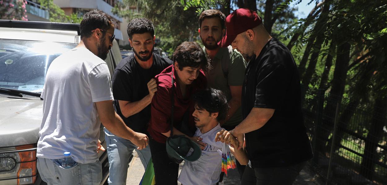 People are detained by police as they attempt to hold a Pride march, in Istanbul, Turkey, Sunday, June 28, 2026. (Photo: AP Photo/Dilara Acikgoz)